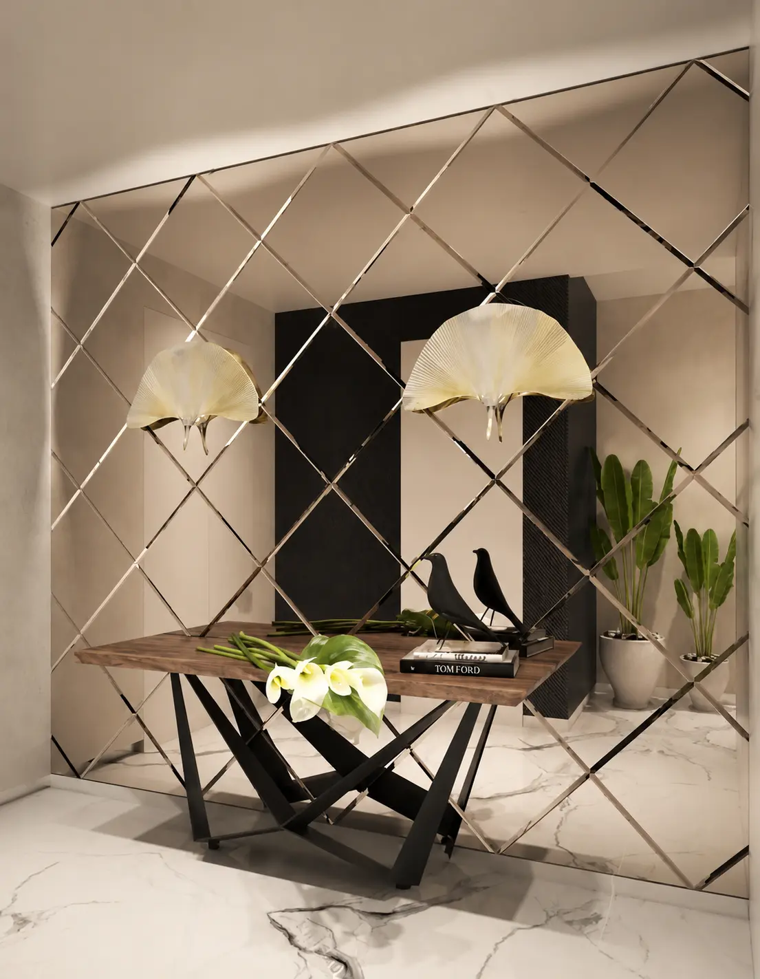 Groove mirror glass